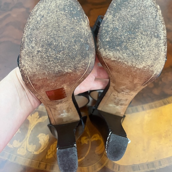 Givenchy Embossed Leather Ankle Strap Black Sandals Size 7 - Picture 5 of 8